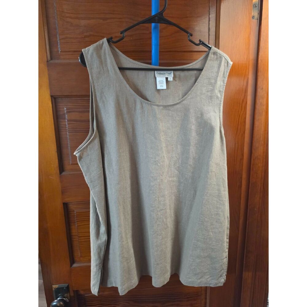 Coldwater Creek Women’s 2X Tan Linen Blend Sleeveless Tank Top Tunic